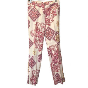 Etcetera  100% linen, Pink Paisley Print Pants- Straight -leg Trousers